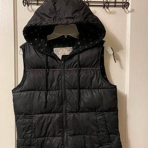 Black Adjustable Hooded Old Navy Puffer Vest